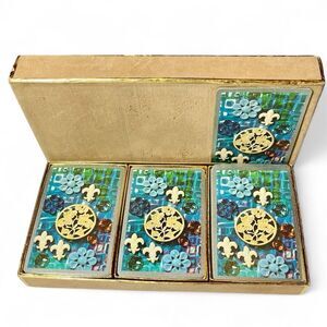 Vintage Congress Samba Bolivia Triple Deck Playing Card Set Velvet Box